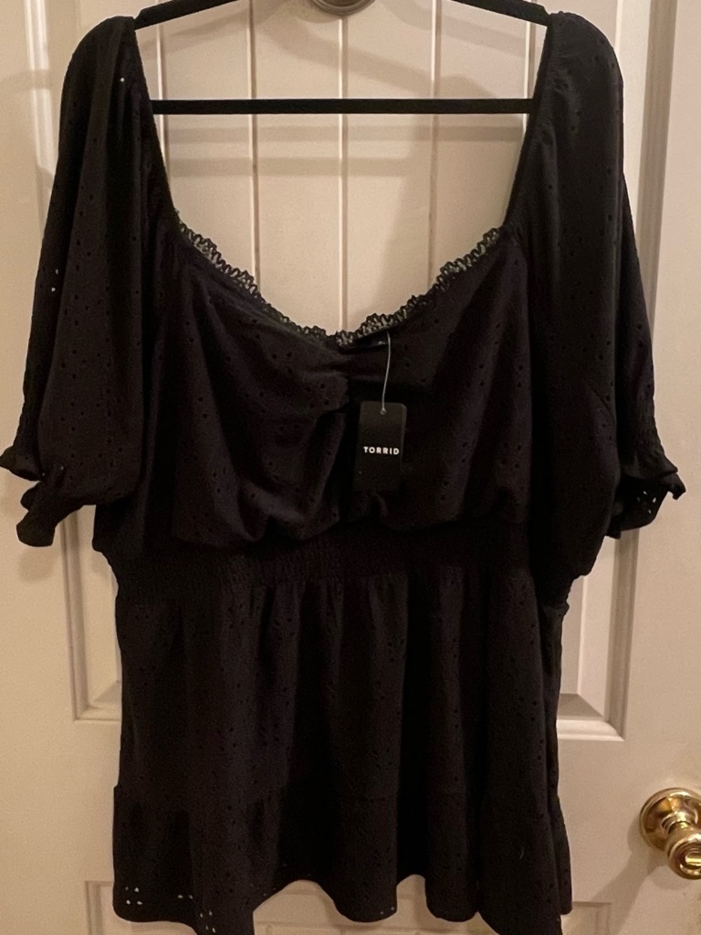 Torrid 3X Black Eyelet Babydoll Top